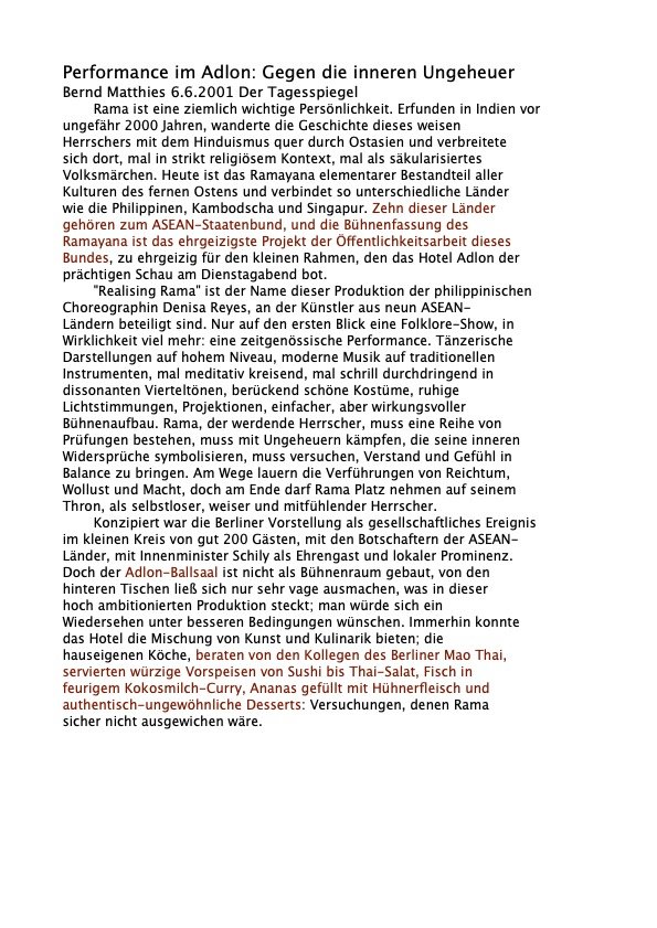 2000 Issan Performance im Adlon - Gegen die inneren Ungeheuer Tagesspiegel